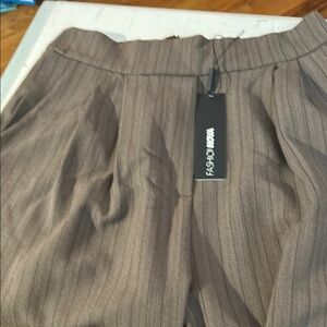 Fashion Nova Brown Striped Trousers